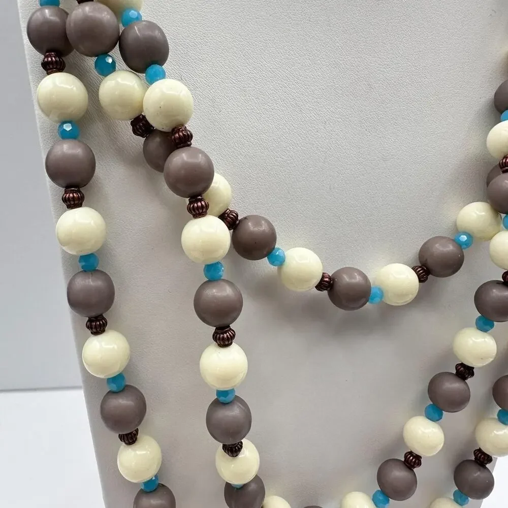 Vintage 90s RoRo Multi-Strand Beaded Necklace Earring Set Boho Fashion Jewelry